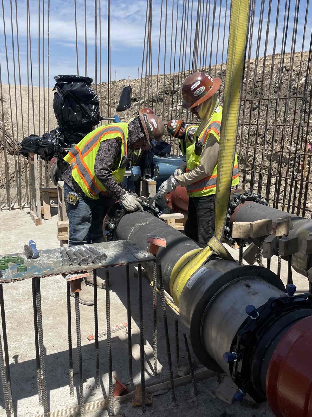 Acadia crew installing lift station piping at Legends Ranch