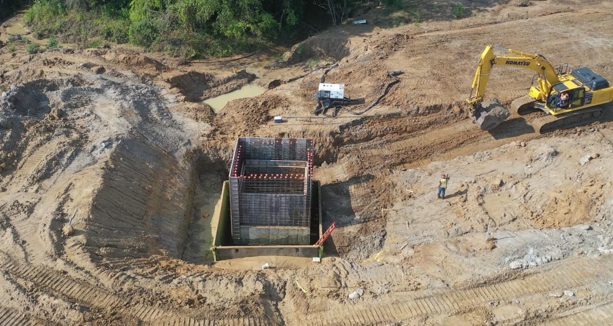 Lift station pit excavated on a development site