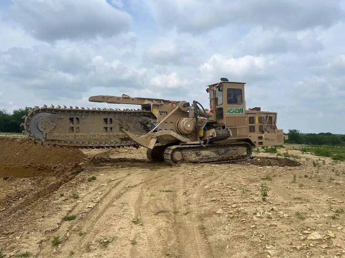 Trenching machine on a new development site