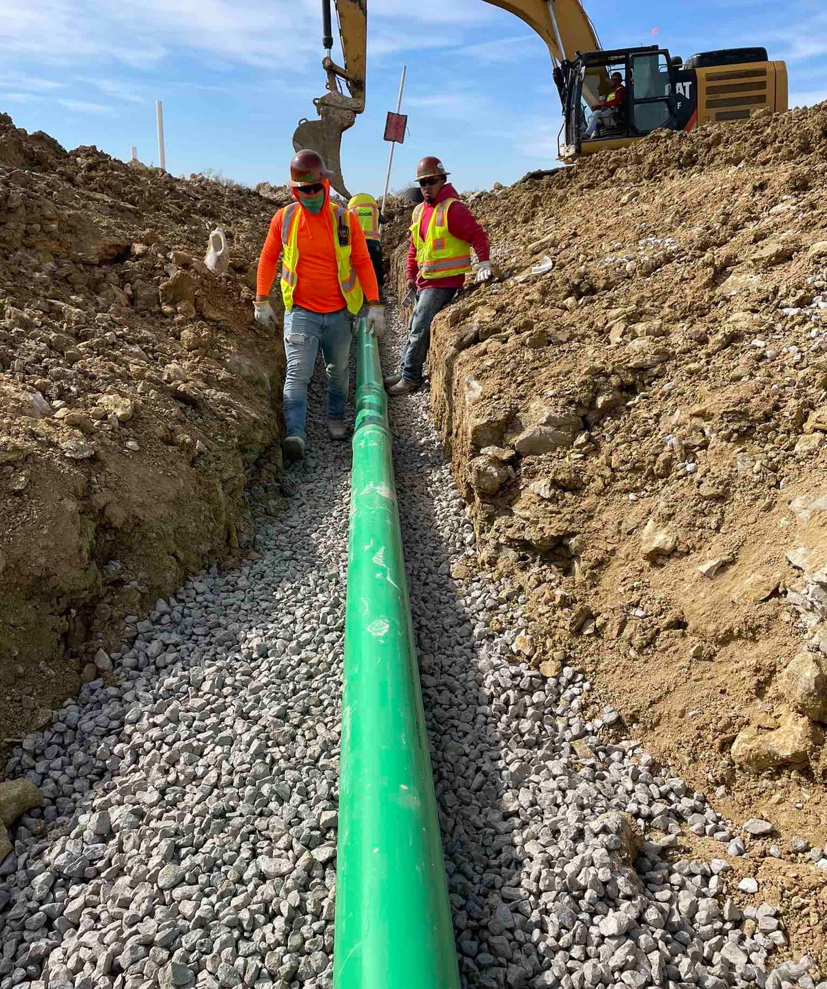 Pipe installation at Mansions at Marine Creek